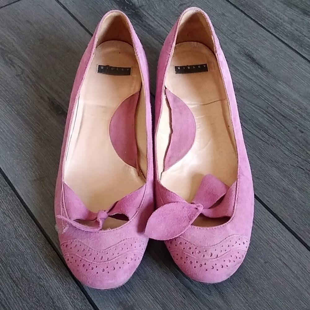 Sisley Pink cute vintage suede flats size 40